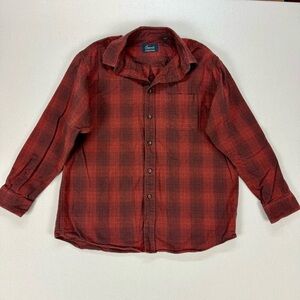 Roundtree & Yorke Cotton Flannel Plaid Button Down Shirt Large